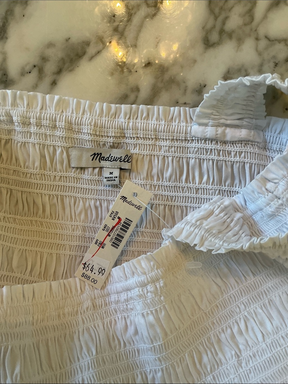 NWT Madewell White Poplin Smocked Tank Sz Medium NEEDS WASH - Picture 9 of 10